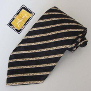 new BRIONI black striped neck tie 100% silk Italy